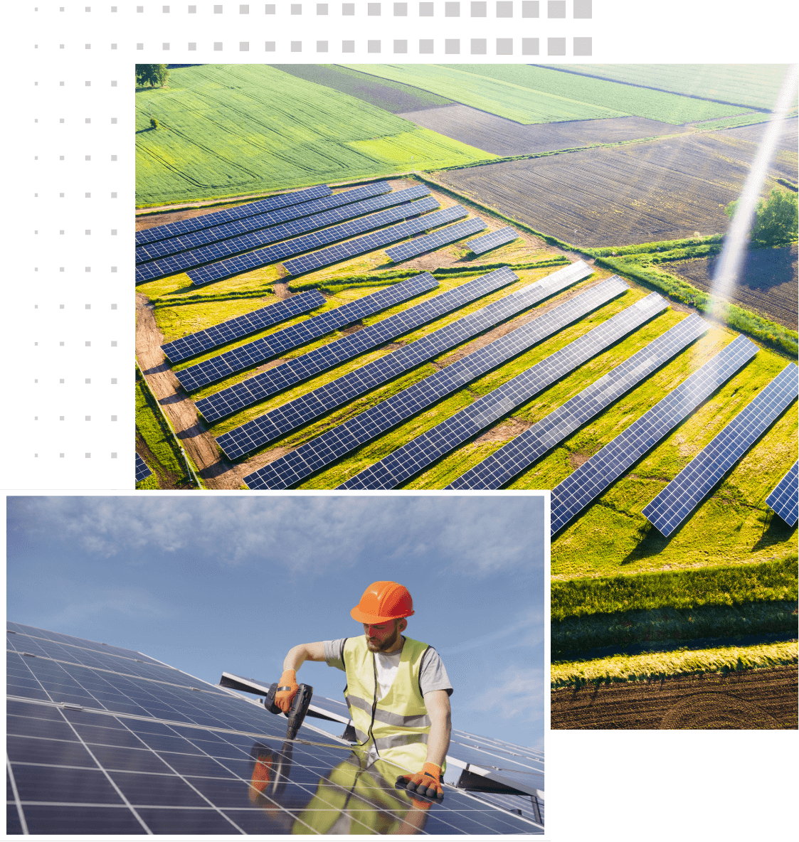 Man cleaning solar panels