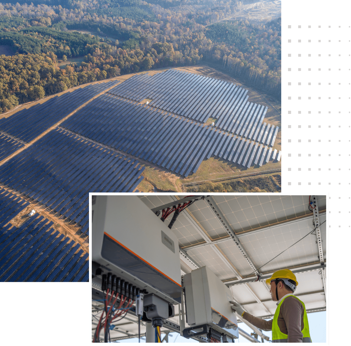 Man working on solar panels